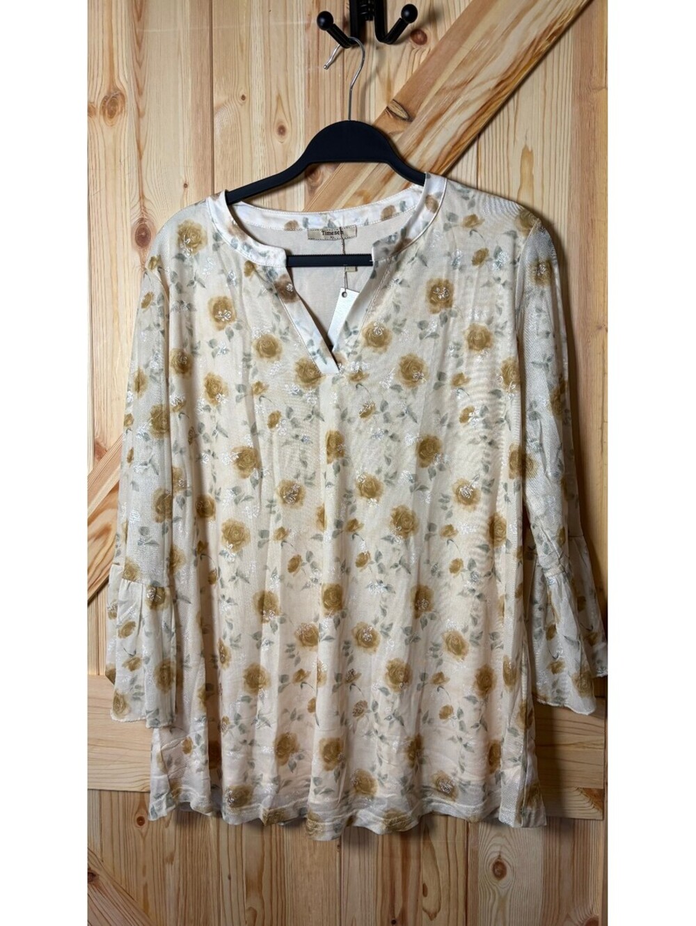Timeson XL Floral Print Long Sleeve Blouse NWT